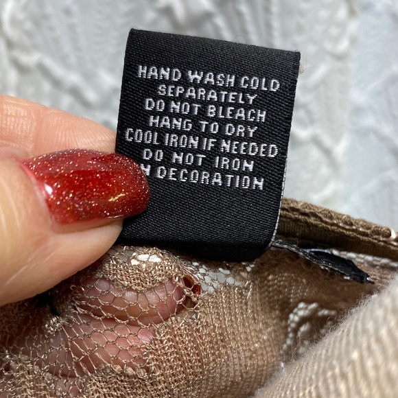 NWOT Candolite Petite small petite Brown bronze Lace Long Sleeve Gown sequins - Picture 3 of 13